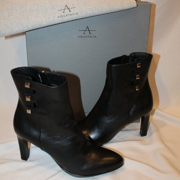 NIB AQUATALIA ROMEA NAPPA LEATHER BLACK BOOTS SZ 10 $695‎ - Picture 1 of 6